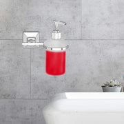 Plantex 304 Grade Stainless Steel Washroom Set of 2 - Toilet Paper Holder/Stand/Liquid Soap Dispenser - Squaro (Chrome)