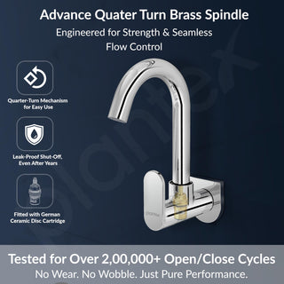 Plantex Pure Brass Sink Tap for Kitchen with 360° Swivel Spout/Kitchen Sink Tap with Water Saving Aerator-7 Year Warranty by Plantex (ORN-210-Chrome)