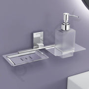 Plantex 304 Grade Stainless Steel 2in1 Soap Holder with Soap Dispenser/Soap Dish/Handwash Dispenser/Bathroom Accessories - Chrome