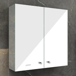 Planet Premium Bathroom Cabinet with Mirror/ 304 Stainless Steel Bathroom Mirror with Storage/Shelf for Wall with Mirror (18x18 Inch-Chrome)