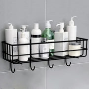 Plantex Bathroom Organizer Without Drill/GI Steel Self Adhesive Bathroom Shelf for Wall with Magic Stickers/Self Adhesive Kitchen Shelf with Hooks (Pack of 4)