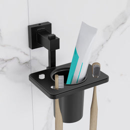Plantex 304 Grade Stainless Steel Tooth Brush Holder/Tumbler Holder/Bathroom Accessories - Splash (Black)