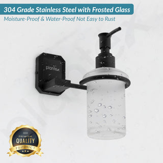 Plantex 304 Grade Stainless Steel Handwash Holder for Wash Basin Liquid Soap Dispenser/Bathroom Accessories - Cute (Black)