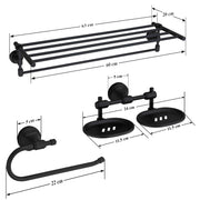 Plantex 304 Grade Stainless Steel Bathroom Accessories Set of 3 - Towel Stand/Napking Hanger/Dual Soap Holder for Bathroom - Niko (Black)