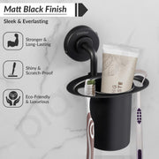 Plantex Tumbler Holder for Barthroom/304 Grade Stainless Steel Toothbrush Holder/Toothpaste Holder/Bathroom Accessories - Pack of 1 (Black)