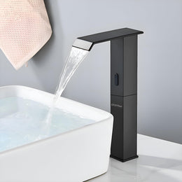 Plantex Solid Brass Sensor Tap for Wash Basin/Touchless Basin Faucet DC Operated/Electronic Pillar Tap-Black