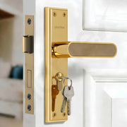 Plantex Door Lock Set - Main Door Lock Plate Handle Set/Mortise Lock with 3 Keys/Lock Body and Cylinder - Pack of 1 (OHMH-21, Brass Antique - PVD Gold)