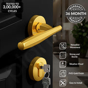 Plantex Mortise Door lock/Main Door Lock with 3 Years of  Warranty/Door handle lock set Brass Lock Body & Cylinder  (7135, PVD Gold)
