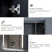 Plantex 304 Stainless Steel Bathroom Organizer with Defogger,Bluetooth & Digital Display/Bathroom Cabinet Storage/Triple Door LED Mirror Cabinet for Wall(32x32 Inch, Chrome)