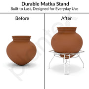 Plantex Heavy Stainless Steel Matka Stand/Pot Stand/Plant Pot Stand(21.5 x 21.5 x 14.5 cm, Silver-Chrome)