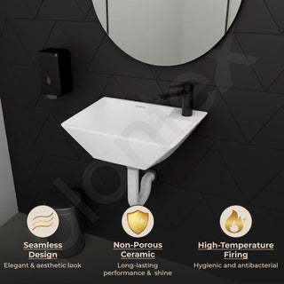 Plantex Platinum Ceramic Wall Mounted Basin/Corner Basin/Wash Basin for Bathroom/Wall Hung Washbasin/Sink for Restaurant, Hotel/10 Years Glaze Warranty by Plantex (Candy -15 x 11 x 5 Inch)