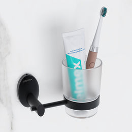 Plantex 304 Grade Stainless Steel Tumbler Holder/Tooth Brush Holder/Bathroom Accessories - Oreva (Black)