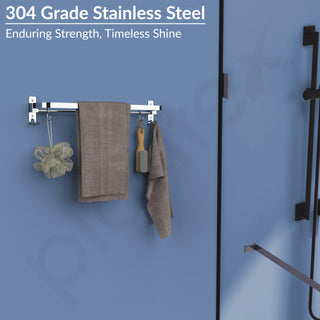 Plantex Anti Rust 304 Grade Stainless Steel Folding Single Towel Rod with Hooks/Towel Holder for Bathroom/Towel Bar/Hanger/Bathroom Accessories - Pack of 2 (24 Inch-Chrome)