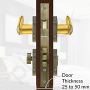 Plantex Triple Security Door Lock for Home/Main Door Lock Set with 3 Years of Warranty/Mortise Lock for Door with Brass Lock Body & Cylinder (7124, Brass Antique & Gold)