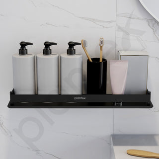 Plantex Stainless Steel Shelf for Bathroom/Multipurose Bath Room Wall Shelf/Bathroom Organiser with Drill (18 x 5 Inch, Black)
