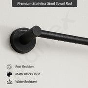 Plantex Stainless Steel Single Towel Rod for Bathroom/Towel Holder/Bathroom Hangers for Clothes/Bathroom Accessories (24 - Inch, Black)