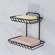 Plantex Self Adhesive Soap Dish/GI Steel Soap Case with Hook/Soap Stand with Hook/Soap Holder for Bathroom Accessories - Pack of 4 (Black)