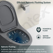 Plantex Imported Ceramic Commode/Rim Siphonic Vaccum Jet Flush Western Commode/One Piece Western Toilet with Soft Close Toilet Seat - S Trap (Glossy Grey)