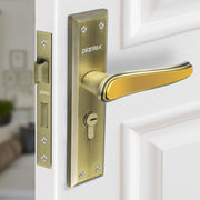 Plantex Heavy-Duty Door Lock Set - Main Door Lock Plate Handle Set/6-Lever Mechanism Mortise Locks with 3 Keys/Brass Locks Body & Cylinder (PTP-09 -Brass Antique & Gold)