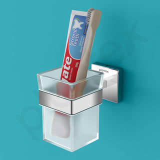 Plantex Stainless Steel Tumbler Holder for Bathroom/Toothbrush Glass Holder/Bathroom Accessories - Pack of 1, Aqua (Chrome)