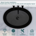 Plantex Ceramic Washbasin for Bathroom/Countertop Bathroom Basin/Oval Tabletop Wash Basin for Office/Restaurant (Charcoal Black - 21.5 x 16 x 5 Inch)