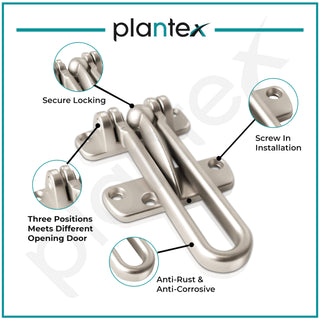 Plantex Heavy Duty Swing Bar Lock/Door Safety Guard with High Security Auxiliary Lock for Home/Office/Hotel (Matt Finish)
