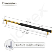 Plantex Stainless Steel & Aluminium Cabinet Handle/288mm Wardrobe Door Handle/Cupboard Pull-Push Handles for Home/Office - Pack of 2 (Black & Gold)