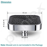 Plantex Single-Mode Square Shower for Bathroom/ABS Shower Head for Bathroom/6 Inch High Pressure Overhead Shower - (APS-D-3133, Chrome)