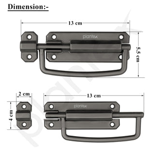 Plantex Door Stopper/5 Inch Baby Latch Kadi/Door Latch for Bathroom/Door Lock for Home/Office Doors - Pack of 4 (Satin Black)