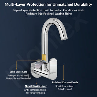 Plantex Pure Brass Sink Tap for Kitchen with 360° Swivel Spout/Kitchen Sink Tap with Water Saving Aerator-7 Year Warranty by Plantex (ORN-210-Chrome)