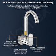 Plantex Pure Brass Sink Tap for Kitchen with 360Ã‚Â° Swivel Spout/Kitchen Sink Tap with Water Saving Aerator-7 Year Warranty by Plantex (ORN-210-Chrome)