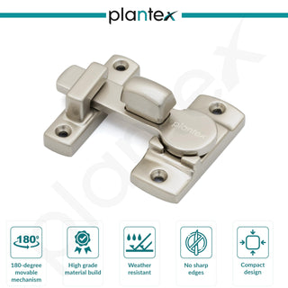 Plantex Door Latch for Balcony/Bathroom/Bedroom/Garden/Flip Latch Lock for Door/Lock Latch for Door/Chitkani/Back Stopper - Pack of 3 (Satin)