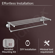 Plantex 304 Grade Stainless Steel 24 inch Towel Rack for Bathroom/Towel Stand/Hanger/Bathroom Accessories - Skyllo (Chrome)