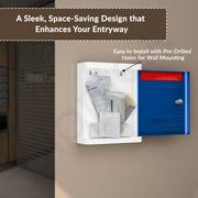 Plantex Durable Plastic Letter/Suggestion Box for Office With Key Lock - Post/Complaint Box for Home - Wall Mounted (Blue & White)