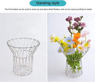 Plantex Multipurpose Stainless Steel Foldable Fruit And Vegetable Basket For Kitchen/Dining Table/Home(8 Shapes), 1 L,Oval