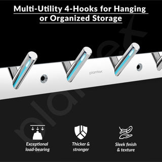 Plantex Wall Hooks for Hanging Cloth/Stainless Steel Towel Hangers/Bathroom Robe Hooks/Door Hangers/Round Wall Hook/Hook Rail for Hanging Keys - 4 Hooks (Pack of 2, Chrome)