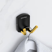 Plantex 304 Grade Stainless Steel Robe Hook/Cloth-Towel Hanger/Door Hanger-Hook/Bathroom Accessories - Pack of 1 (Parv-Gold & Black)
