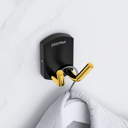 Plantex 304 Grade Stainless Steel Robe Hook/Cloth-Towel Hanger/Door Hanger-Hook/Bathroom Accessories - Pack of 1 (Parv-Gold & Black)