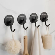 Plantex Wall Hanging Hook/Bath Towel Hook/Self Adhesive Round Robe Hooks for Kitchen/Bathroom/Stylish Home Decor Items - Pack of 4 (Black)