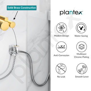 Plantex Pure Brass Angle Valve 2 in 1 with Teflon Tape Brass Wall Flange/Angle Cocke for Bathroom -(COL-1008-Chrome Finish)