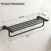 Plantex Towel Rack for Bathroom/Space Aluminium Towel Holder/24 Inch Towel Hanger/Bathroom Accessories - Pack of 1 (Black)