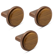 Plantex Knobs for Drawer/Round Drawer Knobs/Knobs for Cabinets/Pull-Push Knobs for Kitchen/Bedroom Drawer - Pack of 3 (Small, Rose Gold & Wood)