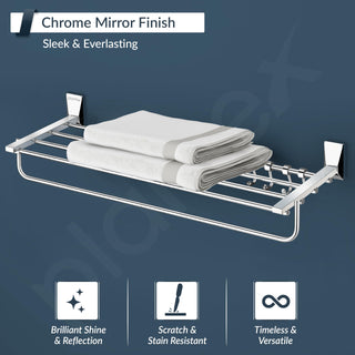 Plantex 304 Grade Stainless Steel 24 inch Towel Rack/Rod for Bathroom/Towel Bar/Towel Hanger/Towel Storage for Bathroom - Crystal (Chrome)