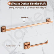 Plantex Decan 304 Grade Stainless Steel Towel Rod for Bathroom/Soap Holder/Napkin Ring/Tumbler Holder/Robe Hook/Bathroom Accessories - Rose Gold