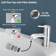 Plantex Ceramic Basin with Stainless Steel Pillar Cock/Wall Hung Basin/Deck Mount Tap/Basin for Bathroom - (Cody - Combo)