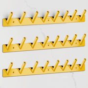 Plantex Wall Hooks for Hanging Cloth/Stainless Steel Towel Hangers/Bathroom Robe Hooks/Door Hangers/Square Wall Hook/Hook Rail for Hanging Keys - 8 Hooks (Pack of 3, PVD Gold)