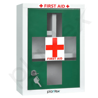 Plantex Metal Emergency First Aid Box for Home/Medical Kit Box for Medicine Storage with Multi Compartments for School, Office - Lockable (Green & White) Big Size, Wall Mount