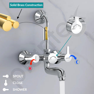 Plantex Pure Brass Wall Mixer for Bathroom 2 in 1 with L-Bend Provision for Overhead Shower/Mixer Tap for Bathroom with Water Saving Nozzle Aerator - 7 Year Warranty by Plantex (Ore-1420, Chrome)