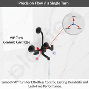 Plantex Wall Mixer for Bathroom 2 in 1 with L-Bend Connecter for Overhead Shower with Brass Spindles/Wall Mixer with Nickel Chrome Mirror Finish/Teflon Tape and Wall Flange-(Saga-blk)