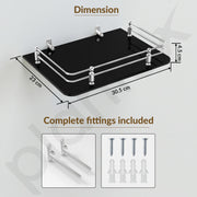 Plantex Glass Setup Box Stand Wall Mounted/Glass Shelf/Wall Shelf Rack/Wall Mount Holder with Wall Brackets (12 X 9 Inch, Black)